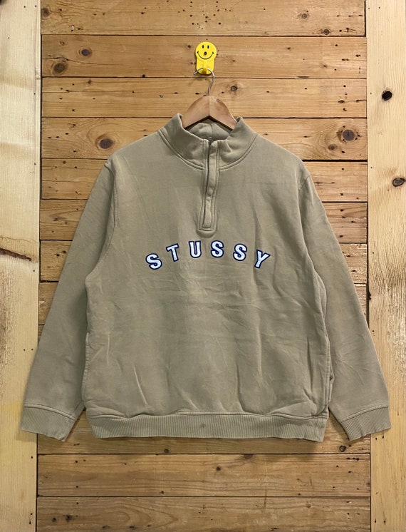 Vintage STUSSY Spellout Half Zipped Pocket Sweatshirt Size L - Etsy