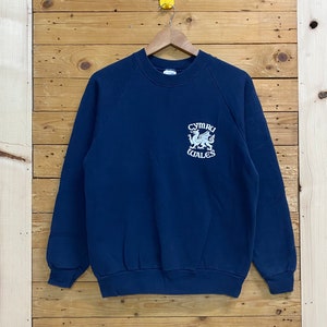 Vintage-tröja med liten logotyp och rund hals, CYMRU WALES, skärmstjärna, storlek M