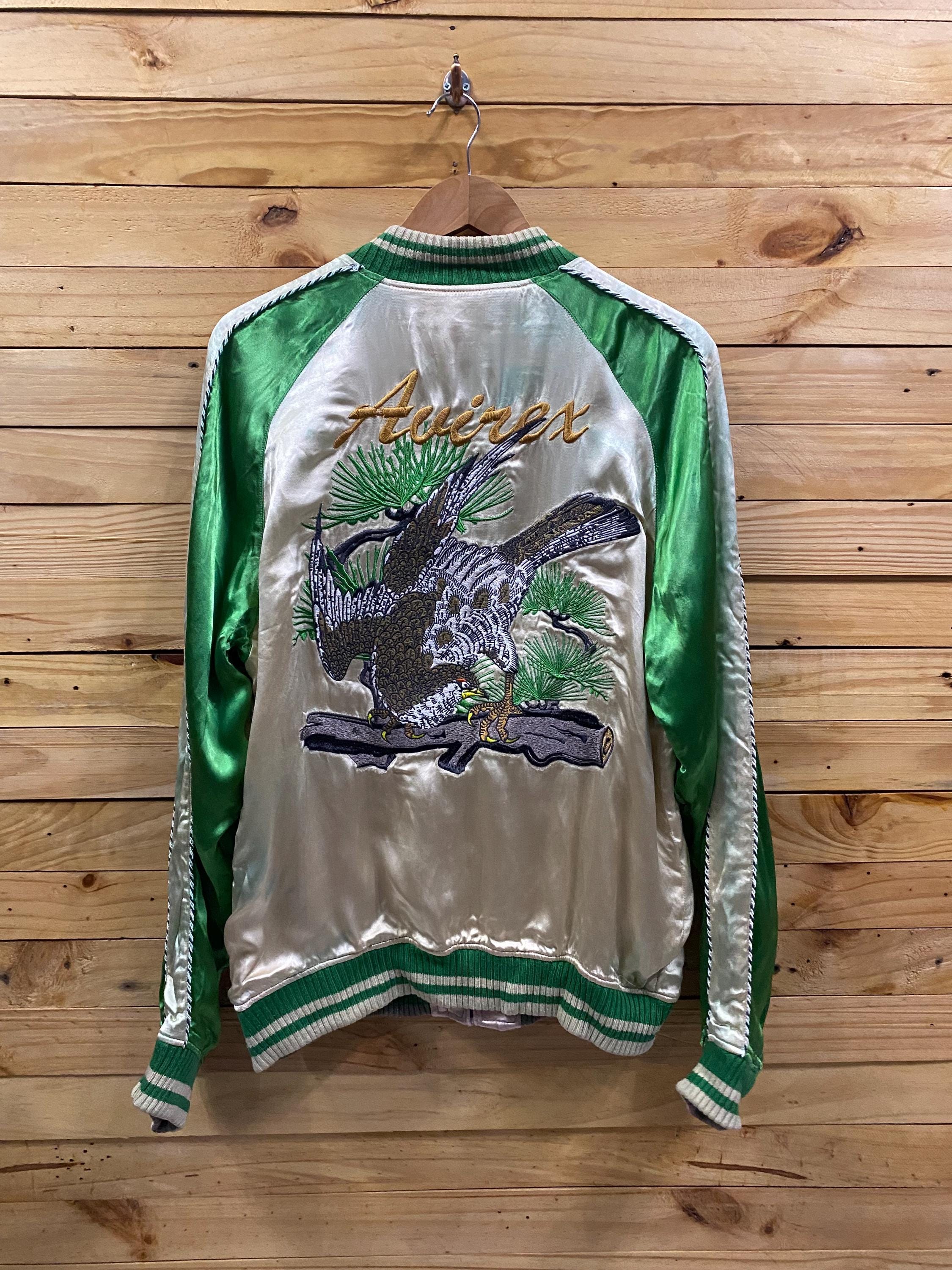 ２面用 AVIREX USA 蛇 日本 スカジャン レーヨン vintage Vintage AVIREX Sukajan Satin Reversible Jacket Size XL Fits M - Etsy