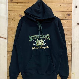 Vintage NOTRE DAME green knights hockey embroidery logo hoodie sweatshirt size L fits M