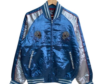 Vintage Japanese Traditional SUKAJAN Embroidery Skull Jacket Size