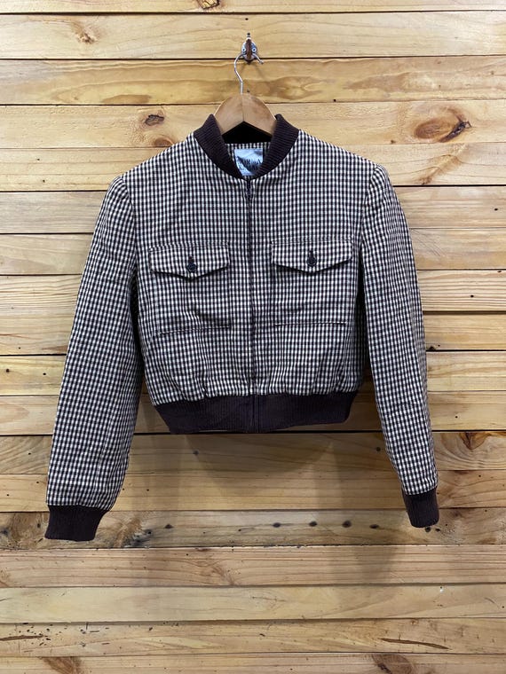 Norma Kamali, Vintage Norma Kamali houndstooth cropped bomber jacket size S