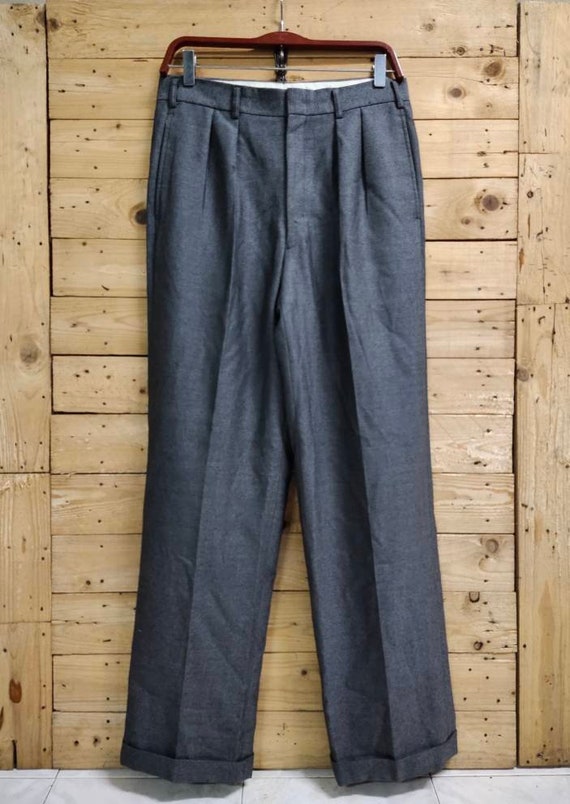 Vintage BURBERRY'S wool trouser pants waist 32"