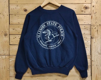 Vintage ILLINOIS state POLICE big logo crewneck sweatshirt size XL fits M