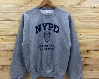 Sudadera de cuello redondo con logotipo grande del Departamento de Policía de Nueva York Y2k NYPD, talla M
