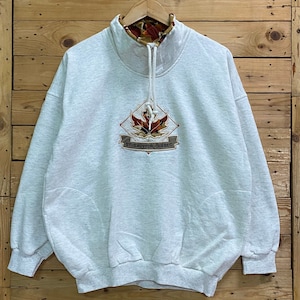 Vintage ST.SAUVEUR QUEBEC embroidery maple leaf quarter zipped sweatshirt size L