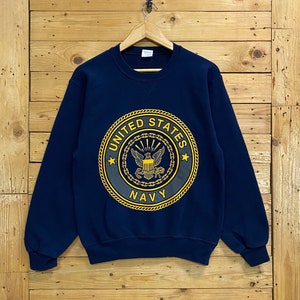 Vintage US NAVY united states navy big logo crewneck sweatshirt size S fits M