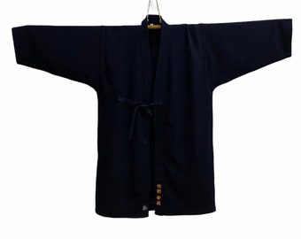 Vintage indigo blue ken-do noragi jacket cardigan kimono jacket stretchable type size fits M