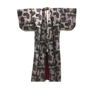 Vintage japanese hanten yukata kimono jacket abstract design no closure size M