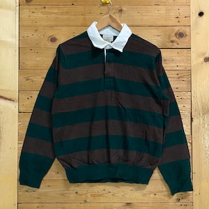 Vintage L.L BEAN stripes knit polo sweatshirt size L fits M