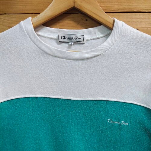 Vintage CHRISTIAN DIOR monsieur embroidery small script colorblock sweatshirt shops size M