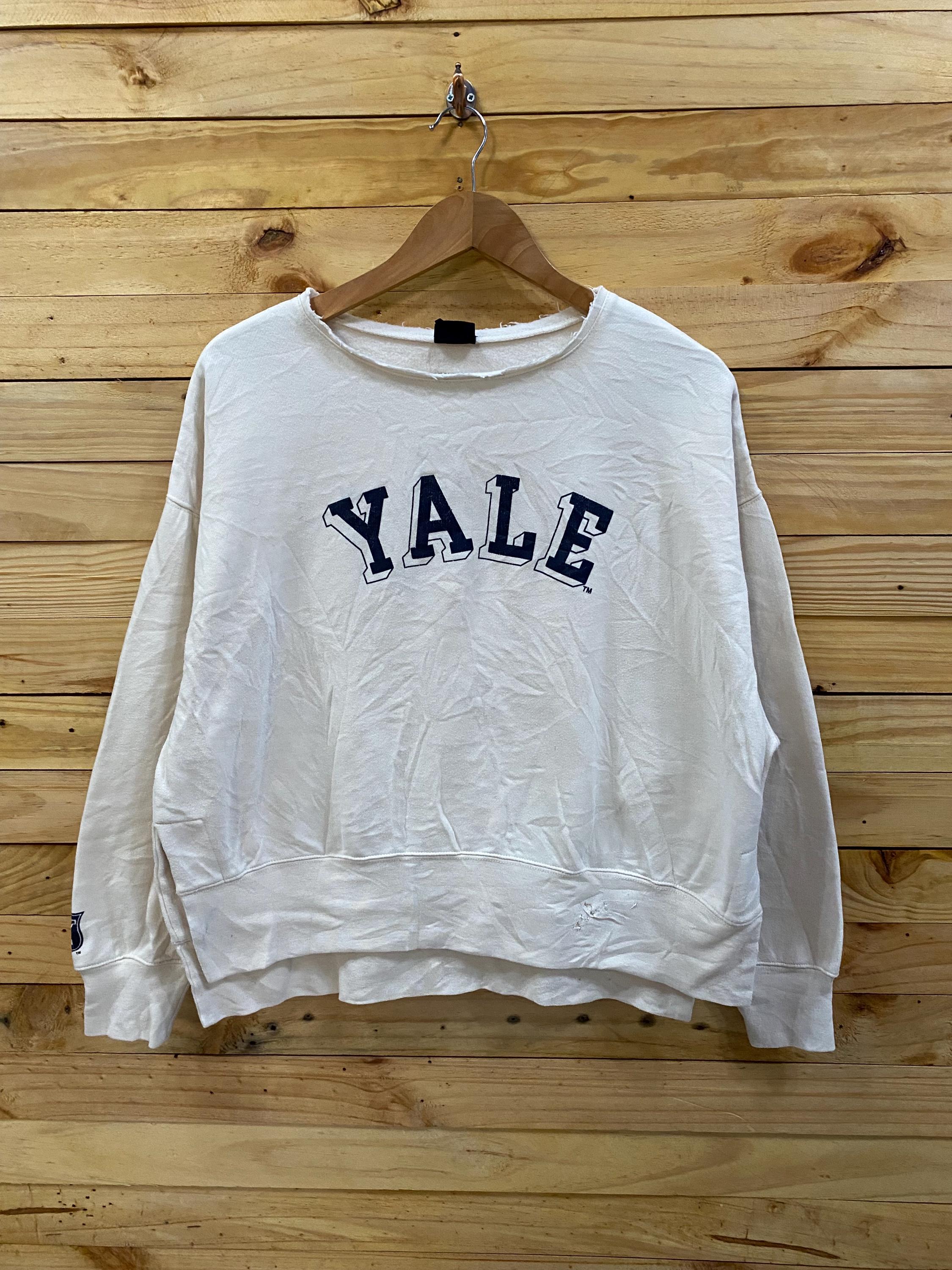 ヴィンテージ風ダメージ加工 YALE UNIVERSITY クロップド スウェット 