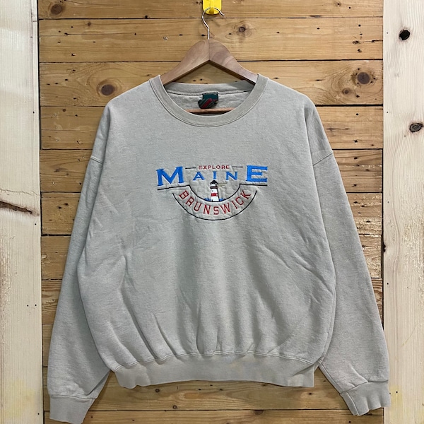Embroidery Maine Sweatshirt Etsy