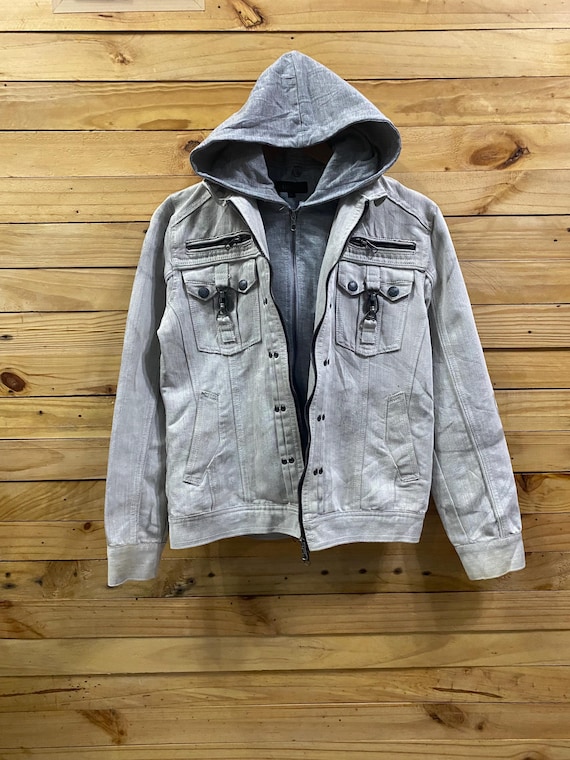 ジャケット・アウター In the attic layered hoodie ash jacket 90s Japanese Brand IN the ATTIC Hoodie Punk Denim Jacket Size M