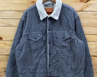 Wrangler Corduroy Sherpa Wrange Jacket Trucker Navy Blue Color