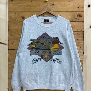 Vintage COLEMAN SPORTSWEAR pamlico sound  malard duck printed crewneck sweatshirt size L