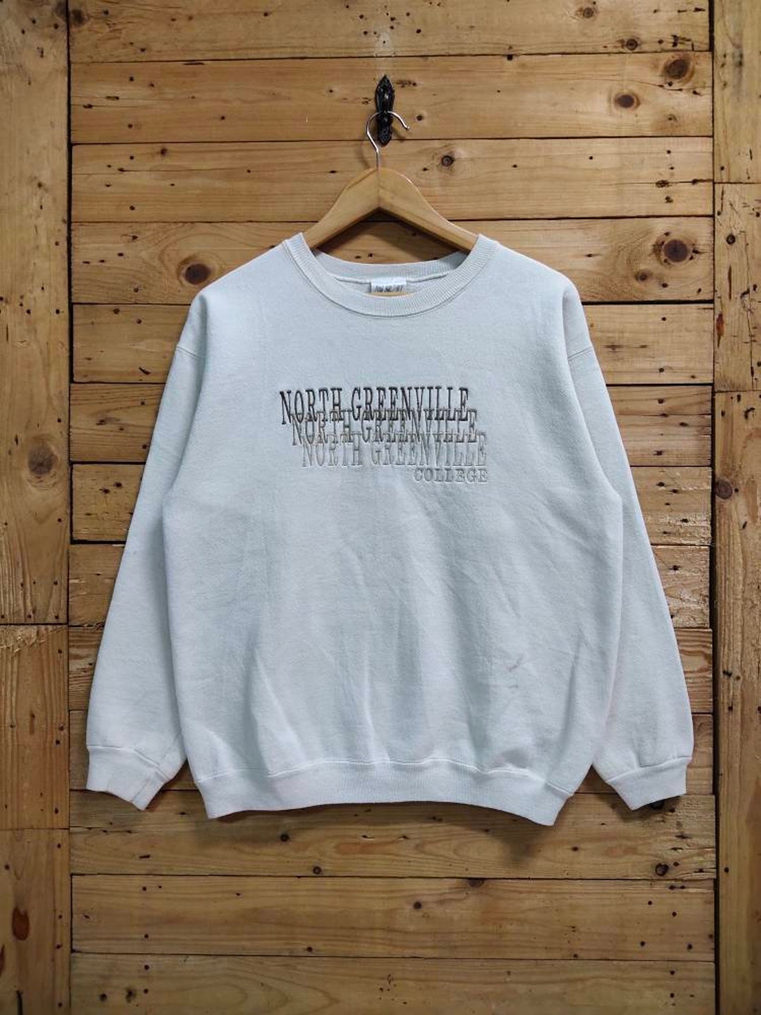 Vintage NORTH GREENVILLE Embroidery Spellout Crewneck Sweatshirt Size M