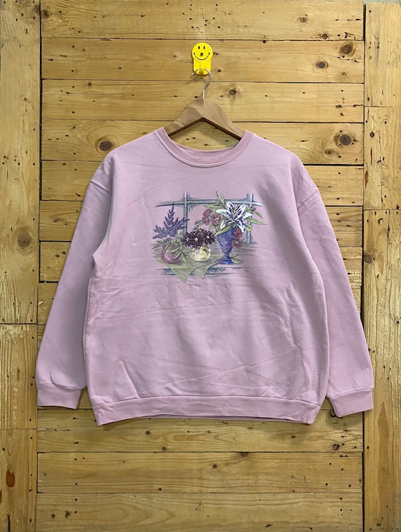 Vintage Northern Reflections Flowers Art Painting Crewneck Sweatshirt Size  M -  Norway