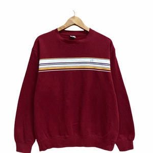 Vintage HANG TEN embroidery small logo stripes sweatshirt crewneck sweatshirt size L