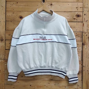 Vintage MICHIKO LONDON golf embroidery letter half zipped sweatshirt size L fits M