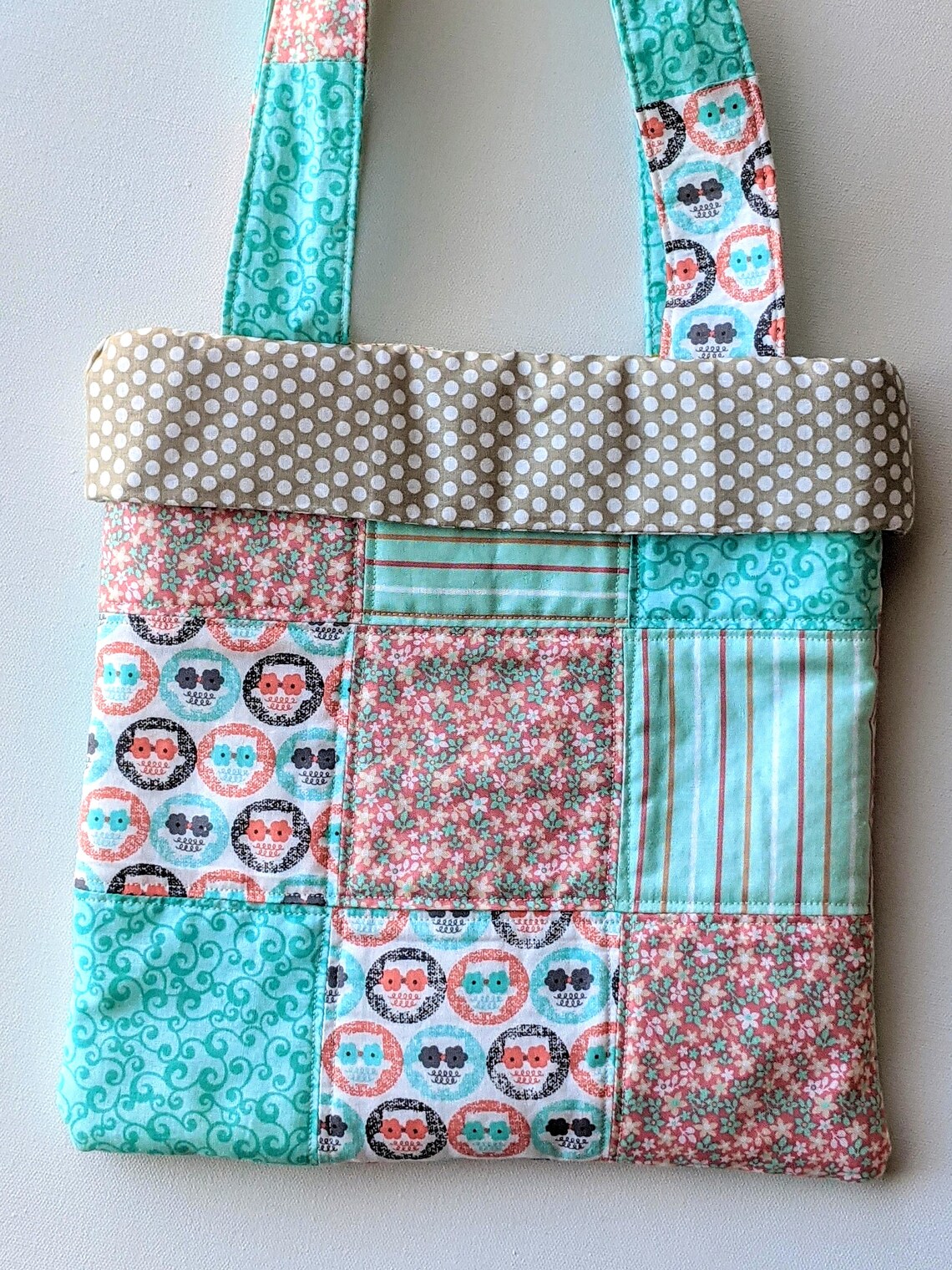 Handmade Quilted Tote Bag Quilted Book Bag Quilted Shoulder Etsy