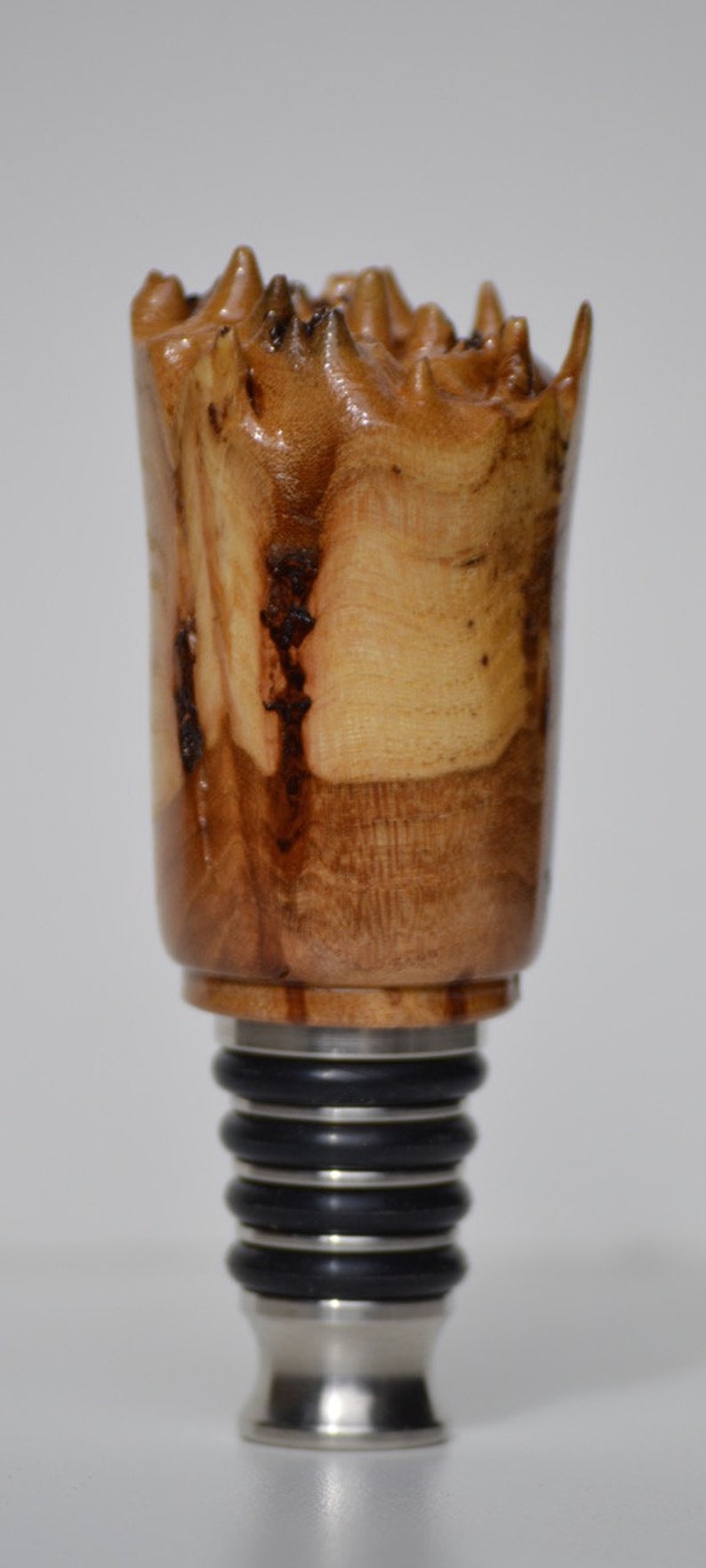 Hand Turned Live Edge Elm Burl Bottle Stopper Etsy