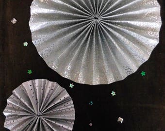 Duo of origami paper rosettes
