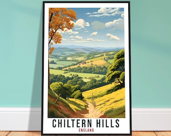 Chiltern Hills Travel Print English Wall Art Home Decor Wall Hanging Travel Art Gift Chiltern Hills Travel Poster England Landscape Artwork