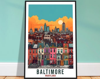 Baltimore Travel Print Maryland Home Decoration USA City Wall Art Gift Wall Hanging Art Lover Maryland Artwork Baltimore Travel Poster