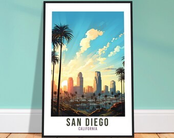 Impresión de viaje de San Diego Arte de pared de San Diego, California Póster de viaje de San Diego Decoración del hogar Regalo para amantes del arte de San Diego Arte de viaje de San Diego