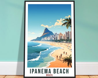 Ipanema Beach Travel Print Wall Art Ipanema Brazil Wall Hanging Artwork Ipanema Art Gifts Ipanema Beach Travel Poster Brazil Art Lovers Gift
