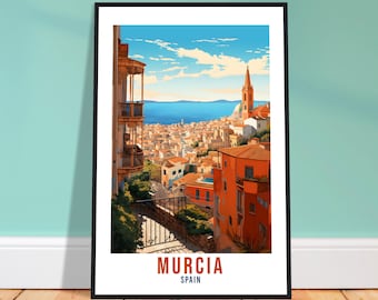 Murcia Travel Poster Wall Art Murcia Pared Colgante Decoración del Hogar Murcia Regalo Amantes del Arte Vintage España Arte Murcia Impresión Murcia España Arte de la pared
