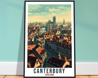 Canterbury Reise Print Wand Kunst Wandbehang Home Living Dekor Canterbury Geschenk Kunstliebhaber Geschenk UK Kunstwerk Geschenk Print England Reise Poster