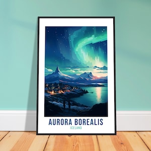 Aurora Borealis Iceland Travel Print Iceland Wall Hanging Aurora Borealis Artwork Poster Home Decor Aurora Borealis Gift Iceland Home Decor