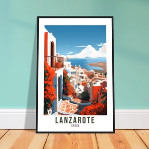 Lanzarote Reise Poster Wandkunst Lanzarote Wandbehang Home Décor Lanzarote Geschenk Kunstliebhaber Vintage Spanische Insel Lanzarote Print Wandkunst