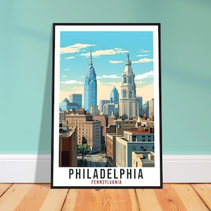 Philadelphia Travel Poster Pennsylvania Home Decor USA Wall Art Gift Wall Hanging Art Lover Pennsylvania Artwork Philadelphia Travel Print