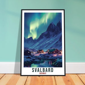 Svalbard Travel Print Winter Northern Lights Wall Art Wall Hanging Travel Art Gift Svalbard Travel Poster Norway Landscape Artwork Art Lover