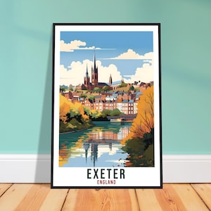 Exeter Travel Print English Wall Art Home Decor Wall Hanging Travel Art Gift Exeter Travel Poster England Landscape Artwork Art Lover Gift