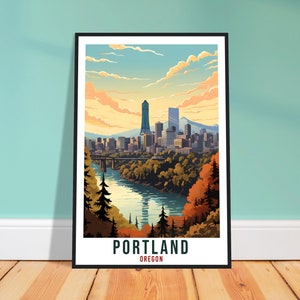 Portland Travel Print Oregon Home Decoration USA City Wall Art Gift Wall Hanging Art Lover Oregon Artwork Portland Skyline Travel Poster