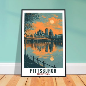 Pittsburgh Travel Print Pennsylvania Home Decoration USA Wall Art Gift Wall Hanging Art Lover Pennsylvania Artwork Pittsburgh Travel Poster