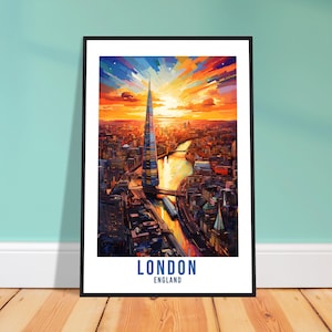 London Travel Print River Thames London Home Decor London Cityscape England Wall Hanging London Artwork Gift London Travel Poster Artwork