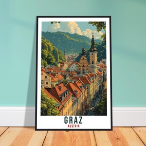 Graz Presente Viagem Impressão Áustria Decoração para Casa Graz Cidade Austríaca Arte de Parede Presente Pendurado na Parede Amante da Arte Áustria Arte Graz Viagem Cartaz