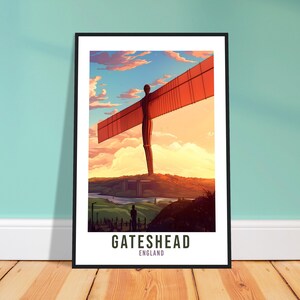 Gateshead Travel Print Gateshead Home Decor Gateshead Angel Northern Wall Hanging Gateshead Artwork Gift Newcastle Travel Poster Artwork