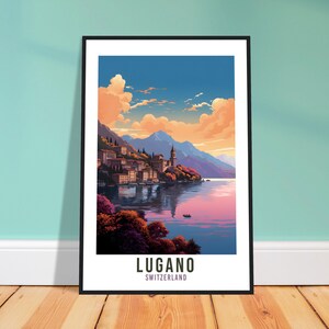 Lugano Lake Travel Print Wall Art Lugano Home Decor Switzerland Gift Holiday Lugano Art Print Lugano Travel Poster Swiss Landscape Artwork