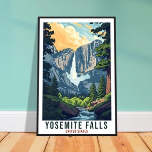 Yosemite Falls Travel Print California Home Decoration USA City Wall Art Gift Wall Hanging Art Lover Artwork Yosemite Falls Travel Poster