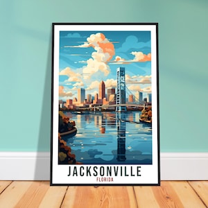 Jacksonville Travel Print Florida Home Decoration USA City Wall Art Gift Wall Hanging Art Lover Florida Artwork Jacksonville Travel Poster