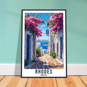 Rhodes Art Print Greece Travel Print Home Decor Rhodes Greek Island Wall Art Gift Wall Hanging Art Lover Greece Artwork Rhodes Travel Poster