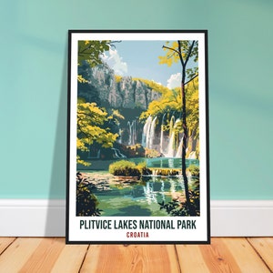 Plitvice Lakes Travel Print Croatia Wall Art Wall Hanging Décor Plitvice National Park Croatian Artwork Gift Croatia Holiday Travel Poster