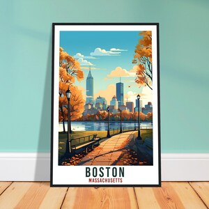 Boston Travel Print Massachusetts Home Decoration USA City Wall Art Gift Wall Hanging Art Lover Massachusetts Artwork Boston Travel Poster