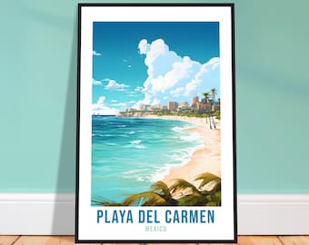 Playa Del Carmen Travel Print Wall Art Playa Del Carmen BeachArt Wall Hanging Travel Poster Mexico Home Decor Mexico Travel Gift Art Lovers
